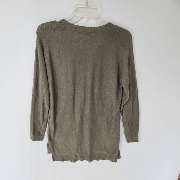 Chico's Women's Long Sleeve Pullover Knit Top V neck Olive Green Size Small - Picture 4 of 6